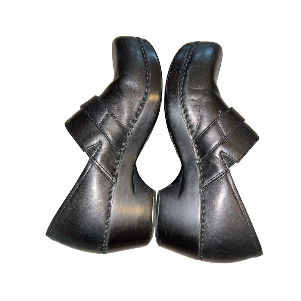 Women's Dansko Black 38 Leather Clogs Shoes Slip-On Buckle